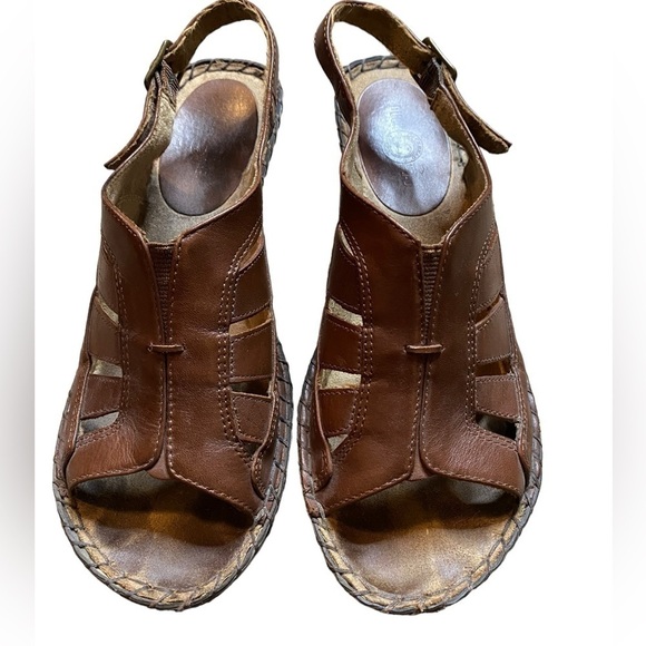 Duck Head Brown Leather Clog Wedge Sandals Sz 6 1/2 - Picture 3 of 9